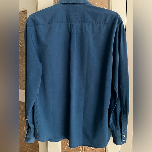 Brunello Cucinelli Mens Basic Fit Button Down Shirt Size L Blue Long Sleeve - Picture 4 of 8